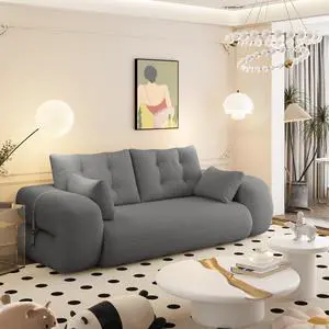 Human Dog Bed, Lazy Sofa Couch, 78.7" Multi-Functional Foldable Sofa Bed, 3-in-1 Teddy Fabric Foam-Filled Sleeper Sofa Bed for Living Room,Guest Bed,Playroom,GREY