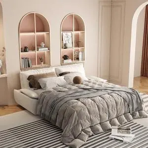 73.2"Queen Pull Out Sofa Bed,3-in-1 Convertible Sleeper Sofa,Multi-Functional Velvet Loveseat Bed,Beige/White(Old Sku:W1885S00049/W1885S00119/W1885S00188)