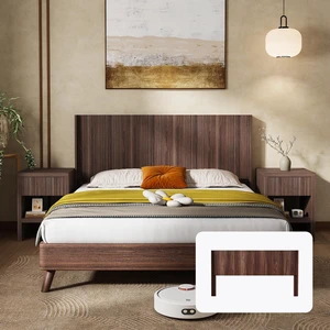 Wood Headboard Queen Size, 64.4" Wide Wooden Queen Headboard Only, Modern Farmhouse Headboards, Wall Mounted Fluted Panel, Wingback Boho Headboards, Walnut Wood Headboard Queen Size, 64.4" Wide Wooden Queen Headboard Only, Modern Farmhouse Headboards, Wall Mounted Fluted Panel, Wingback Boho Headboards, Walnut