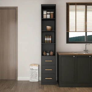 85.04" Tall Storage Cabinet with Drawer and Shelves, Narrow Cabinet for Bathroom, Laundry, and Living Room, Black 85.04" Tall Storage Cabinet with Drawer and Shelves, Narrow Cabinet for Bathroom, Laundry, and Living Room, Black