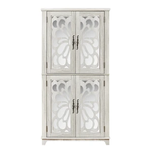 Tall Storage Cabinet with Acrylic Mirror Carved Doors, MDF Wood Cabinet with Adjustable Shelves, Freestanding Sideboard Cupboard for Living Room Kitchen, AntiTipping Device Included Tall Storage Cabinet with Acrylic Mirror Carved Doors, MDF Wood Cabinet with Adjustable Shelves, Freestanding Sideboard Cupboard for Living Room Kitchen, AntiTipping Device Included