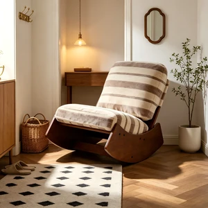 Comfortable Glider Rocking Chair, High-Quality Upholstery Glider Chair, Solid Wood Frame, Perfect for Multiple Settings Accent Reading Chair for Bedroom,Living Room