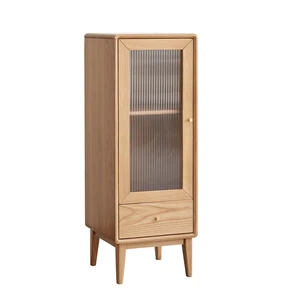 Solid Oak Storage Cabinet for Living Room - Free-Standing Corner Cabinets Storage Table with Vintage Glass Door,2 Shelves,1 Drawers & Brass Handle for Entryway Kitchen Hallway TV Stand Solid Oak Storage Cabinet for Living Room - Free-Standing Corner Cabinets Storage Table with Vintage Glass Door,2 Shelves,1 Drawers & Brass Handle for Entryway Kitchen Hallway TV Stand