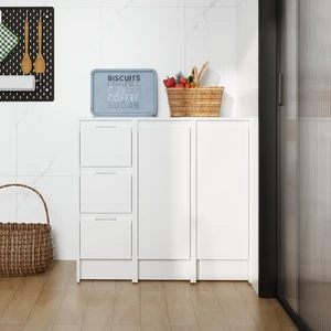 36" Freestanding Bathroom Storage Cabinet, Soft Close Doors and Drawers , Glossy White, Plywood, KD-Packing, 12" x3 Combination (Suitable For Bathroom, Kitchen, Study Room, Bedroom, Etc) 36" Freestanding Bathroom Storage Cabinet, Soft Close Doors and Drawers , Glossy White, Plywood, KD-Packing, 12" x3 Combination (Suitable For Bathroom, Kitchen, Study Room, Bedroom, Etc)