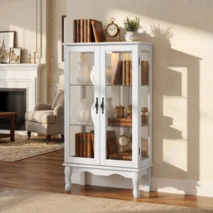 Curio Cabinet Lighted Curio Diapaly Cabinet with Adjustable Shelves and Mirrored Back Panel, Tempered Glass Doors (White, 3 Tier), (E26 light bulb not included) Curio Cabinet Lighted Curio Diapaly Cabinet with Adjustable Shelves and Mirrored Back Panel, Tempered Glass Doors (White, 3 Tier), (E26 light bulb not included)
