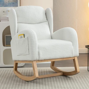 049-Teddy Fabric Rocking Chair With Packet Wood Legs,Ivory 049-Teddy Fabric Rocking Chair With Packet Wood Legs,Ivory