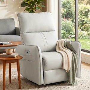 270° Power Swivel Rocker Recliner Chair, PU Leather Electric Glider Reclining Sofa with USB Ports, Power Swivel Glider, Rocking Chair,Nursery Recliners for Living Room Bedroom(Light Gray+270°Swivel) 270° Power Swivel Rocker Recliner Chair, PU Leather Electric Glider Reclining Sofa with USB Ports, Power Swivel Glider, Rocking Chair,Nursery Recliners for Living Room Bedroom(Light Gray+270°Swivel)