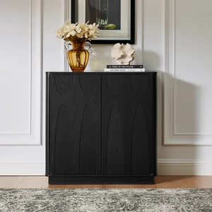 Floor-standing cabinet, sideboard, freestanding self-service locker, with an embedded design, featuring two cabinet doors and adjustable shelves. Suitable for living rooms, entryways, and hallways. Floor-standing cabinet, sideboard, freestanding self-service locker, with an embedded design, featuring two cabinet doors and adjustable shelves. Suitable for living rooms, entryways, and hallways.