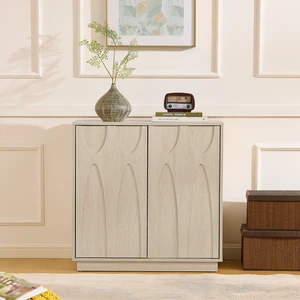 Floor-standing cabinet, sideboard, freestanding self-service locker, with an embedded design, featuring two cabinet doors and adjustable shelves. Suitable for living rooms, entryways, and hallways. Floor-standing cabinet, sideboard, freestanding self-service locker, with an embedded design, featuring two cabinet doors and adjustable shelves. Suitable for living rooms, entryways, and hallways.