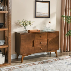 47.3" Mid Century Modern Sideboard Buffet Cabinet with Storage, Storage Cabinet with 2 Doors and 3 Drawers for Kitchen Dining Living Room, Accent Console Table, Walnut 47.3" Mid Century Modern Sideboard Buffet Cabinet with Storage, Storage Cabinet with 2 Doors and 3 Drawers for Kitchen Dining Living Room, Accent Console Table, Walnut