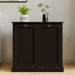 Two-Compartment Tilt-Out Laundry Sorter Cabinet-Black