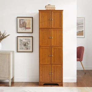 72.4" Tall Storage Cabinet Tall Storage Cabinet with 8 Doors and 4 Shelves ,Bookshelf Living Room, Kitchen, Dining Room, Office Freestanding Storage Cabinet,OAK 72.4" Tall Storage Cabinet Tall Storage Cabinet with 8 Doors and 4 Shelves ,Bookshelf Living Room, Kitchen, Dining Room, Office Freestanding Storage Cabinet,OAK