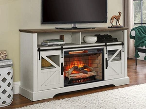 60 Inch Electric Fireplace Entertainment Center With Door Sensor-Jasmine white color 60 Inch Electric Fireplace Entertainment Center With Door Sensor-Jasmine white color