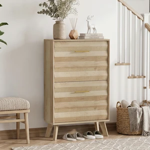 23.6-inch Oak Wood Slim Flip-Top Shoe Cabinet, Mid-century Modern Freestanding Shoe Cabinet, Home Entryway Double Flip-Top Door Large Capacity Narrow Style Shoe Rack 23.6-inch Oak Wood Slim Flip-Top Shoe Cabinet, Mid-century Modern Freestanding Shoe Cabinet, Home Entryway Double Flip-Top Door Large Capacity Narrow Style Shoe Rack
