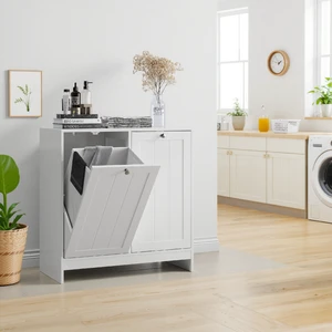 Tilted Laundry Hamper with Removable Basket, Hidden Laundry Hamper, Bathroom Laundry Hamper Storage Cabinet, Free-Standing Home Organizer, White Tilted Laundry Hamper with Removable Basket, Hidden Laundry Hamper, Bathroom Laundry Hamper Storage Cabinet, Free-Standing Home Organizer, White