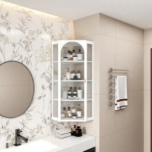 Glass Door Wall Mounted Corner Cabinet with Featuring Four-tier Storage for Bedroom, Living Room, Bathroom, Kitchen, White(same sku:W757130160) Glass Door Wall Mounted Corner Cabinet with Featuring Four-tier Storage for Bedroom, Living Room, Bathroom, Kitchen, White(same sku:W757130160)