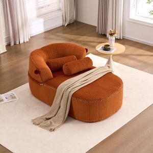 Chaise Lounge Chair with 2 Neck Pillows, Curved Upholstered Accent Chair, Wide-Wale Corduroy Comfy Reading Chair, No Assembly Required, Modern Lounge Seating for Living Room, Bedroom & Apartment Chaise Lounge Chair with 2 Neck Pillows, Curved Upholstered Accent Chair, Wide-Wale Corduroy Comfy Reading Chair, No Assembly Required, Modern Lounge Seating for Living Room, Bedroom & Apartment