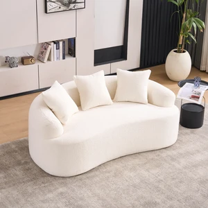 Old Sku: W2231P261287 LY-025S Curved Loveseat White Full Compression Sponge Sofa, 30D Chenille No-Assembly Compact Sofa for Small Spaces & Apartments, 65"L, 300 lbs, 3 Pillows Old Sku: W2231P261287 LY-025S Curved Loveseat White Full Compression Sponge Sofa, 30D Chenille No-Assembly Compact Sofa for Small Spaces & Apartments, 65"L, 300 lbs, 3 Pillows