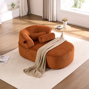 Chaise Lounge Chair with 2 Neck Pillows, Curved Upholstered Accent Chair, Wide-Wale Corduroy Comfy Reading Chair, No Assembly Required, Modern Lounge Seating for Living Room, Bedroom & Apartment Chaise Lounge Chair with 2 Neck Pillows, Curved Upholstered Accent Chair, Wide-Wale Corduroy Comfy Reading Chair, No Assembly Required, Modern Lounge Seating for Living Room, Bedroom & Apartment