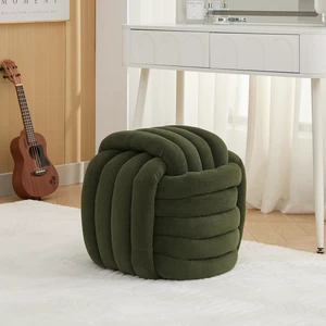 060-Chenille Fabric Modern Knot Design Ottoman Makeup Stool Footstool, Comfortable and Stylish Seat for Living Room, Bedroom,Green 060-Chenille Fabric Modern Knot Design Ottoman Makeup Stool Footstool, Comfortable and Stylish Seat for Living Room, Bedroom,Green