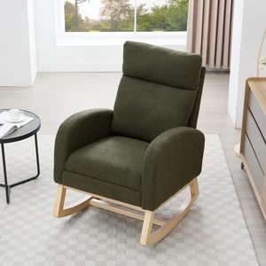 015B-Teddy Fabric Leisure Rocking Chair,Nursery Rocking Chair With Adjustable Footstool,Thickened Headrest And High Backrest, Storage Pocket On The Right Side,The Base Rocker Is Solid Wood,Green 015B-Teddy Fabric Leisure Rocking Chair,Nursery Rocking Chair With Adjustable Footstool,Thickened Headrest And High Backrest, Storage Pocket On The Right Side,The Base Rocker Is Solid Wood,Green