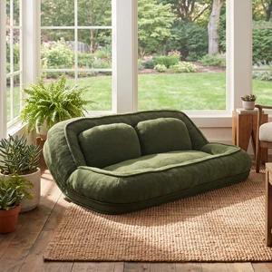 Modern Plush Convertible Floor Sofa and Pet Bed in Green Adjustable Reclining Lounger with High Weight Capacity Modern Plush Convertible Floor Sofa and Pet Bed in Green Adjustable Reclining Lounger with High Weight Capacity