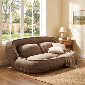 Modern Plush Convertible Floor Sofa and Pet Bed in Light Coffee Adjustable Reclining Lounger with High Weight Capacity Modern Plush Convertible Floor Sofa and Pet Bed in Light Coffee Adjustable Reclining Lounger with High Weight Capacity
