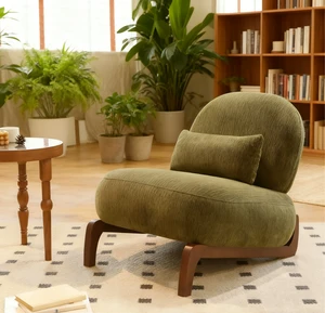 Cute Accent Chair with Solid Wood Legs, Fabric Living Room Chair with Soft Cushion, Cozy Bedroom Chair, Comfy Armless Reading Chair for Apartment, Waiting Room, Balcony (Green) Cute Accent Chair with Solid Wood Legs, Fabric Living Room Chair with Soft Cushion, Cozy Bedroom Chair, Comfy Armless Reading Chair for Apartment, Waiting Room, Balcony (Green)