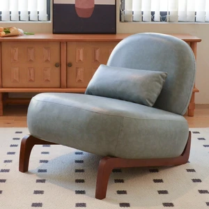 Cute Accent Chair with Solid Wood Legs, Faux Leather Living Room Chair with Soft Cushion, Cozy Bedroom Chair, Comfy Armless Reading Chair for Apartment, Waiting Room, Balcony (Blue) Cute Accent Chair with Solid Wood Legs, Faux Leather Living Room Chair with Soft Cushion, Cozy Bedroom Chair, Comfy Armless Reading Chair for Apartment, Waiting Room, Balcony (Blue)