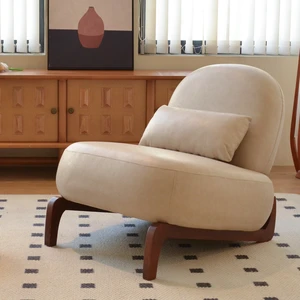 Cute Accent Chair with Solid Wood Legs, Faux Leather Living Room Chair with Soft Cushion, Cozy Bedroom Chair, Comfy Armless Reading Chair for Apartment, Waiting Room, Balcony (Cream) Cute Accent Chair with Solid Wood Legs, Faux Leather Living Room Chair with Soft Cushion, Cozy Bedroom Chair, Comfy Armless Reading Chair for Apartment, Waiting Room, Balcony (Cream)