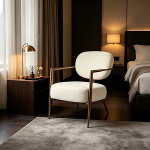 Modern Metal Frame Accent Chair, Upholstered Softy Fabric Side Chair, Mid-Century Comfy Lounge Armchair for Living Room Bedroom Reading Nook, Single Leisure Guest Chair (White-1pc) Modern Metal Frame Accent Chair, Upholstered Softy Fabric Side Chair, Mid-Century Comfy Lounge Armchair for Living Room Bedroom Reading Nook, Single Leisure Guest Chair (White-1pc)
