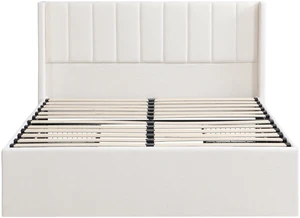 Large-capacity upholstered storage bed with drawers,Beige,Queen Large-capacity upholstered storage bed with drawers,Beige,Queen
