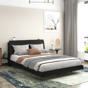 Floating Bed Frame Queen with Led Lights and Charging Station, Wood Queen Size Bed Frame with Storage Headboard, No Box Spring Needed, Easy Assembly,Black. Floating Bed Frame Queen with Led Lights and Charging Station, Wood Queen Size Bed Frame with Storage Headboard, No Box Spring Needed, Easy Assembly,Black.