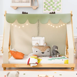 Twin Size House Bed with Tent and Light,White Twin Size House Bed with Tent and Light,White