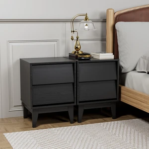 2 Set Nightstands Features Vintage-style and Bevel Design, Made of MDF, Mid Century Modern Nightstand, Night Stand for Bedroom 2 Set Nightstands Features Vintage-style and Bevel Design, Made of MDF, Mid Century Modern Nightstand, Night Stand for Bedroom