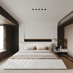 King Size Upholstered Platform Bed with Special Shaped Velvet Headboard, Metal & Solid Wood Frame,Beige/White(same sku: W1885S00010 King Size Upholstered Platform Bed with Special Shaped Velvet Headboard, Metal & Solid Wood Frame,Beige/White(same sku: W1885S00010