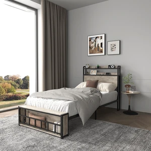 Twin Bed Frames , Headboard and Charging Station & LED Light for Bedroom, Solid and Stable, Noise Free, No Box Spring Needed, Easy Assembly Twin Bed Frames , Headboard and Charging Station & LED Light for Bedroom, Solid and Stable, Noise Free, No Box Spring Needed, Easy Assembly