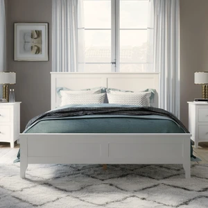 Modern White Solid Wood Full Platform Bed with Sturdy Wooden Slats Support,No Box Spring Needed Modern White Solid Wood Full Platform Bed with Sturdy Wooden Slats Support,No Box Spring Needed