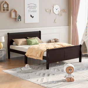 Queen Size Wood Platform Bed with Headboard and Wooden Slat Support (Espresso) Queen Size Wood Platform Bed with Headboard and Wooden Slat Support (Espresso)