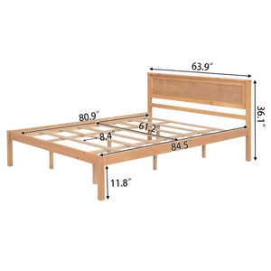 Platform Bed Frame with Headboard, Wood Slat Support, No Box Spring Needed, Queen, Oak Platform Bed Frame with Headboard, Wood Slat Support, No Box Spring Needed, Queen, Oak