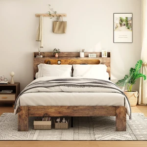 Bed Frame Queen Size, Wood Platform Bed Frame with Storage LED Light Headboard and 2 USB , Noise Free,No Box Spring Needed and Easy Assembly Tool,Large Under Bed Storage,Dark Brown Bed Frame Queen Size, Wood Platform Bed Frame with Storage LED Light Headboard and 2 USB , Noise Free,No Box Spring Needed and Easy Assembly Tool,Large Under Bed Storage,Dark Brown