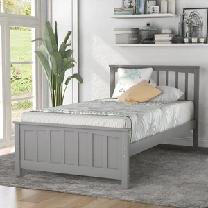 Wood Platform Bed Twin size Platform Bed, Gray Wood Platform Bed Twin size Platform Bed, Gray
