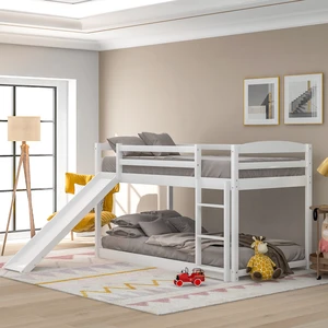 Twin over Twin Bunk Bed with Convertible Slide and Ladder , White Twin over Twin Bunk Bed with Convertible Slide and Ladder , White