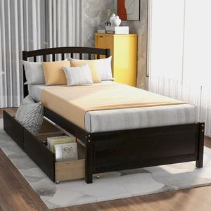 Twin Platform Storage Bed Wood Bed Frame with Two Drawers and Headboard, Espresso(Previous SKU: SF000062PAA) Twin Platform Storage Bed Wood Bed Frame with Two Drawers and Headboard, Espresso(Previous SKU: SF000062PAA)