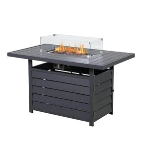 54.3 Outdoor Patio Dark Grey Aluminum Fire Pit Table, 50000 BTU CSA Certified Propane Gas Fire Pit, Rectangular Fire Table w/Stainless Burner, Lava Rock, Waterproof Cover 54.3 Outdoor Patio Dark Grey Aluminum Fire Pit Table, 50000 BTU CSA Certified Propane Gas Fire Pit, Rectangular Fire Table w/Stainless Burner, Lava Rock, Waterproof Cover