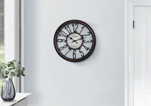 Clocks, 16" Round, Wall Clock, Antique Brown, Transitional Clocks, 16" Round, Wall Clock, Antique Brown, Transitional