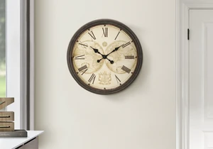 Clocks, 20" Round, Wall Clock, Antique Brown, Transitional Clocks, 20" Round, Wall Clock, Antique Brown, Transitional