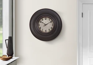 Clocks, 20" Round, Wall Clock, Antique Brown, Transitional Clocks, 20" Round, Wall Clock, Antique Brown, Transitional