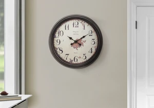 Clocks, 20" Round, Wall Clock, Brown, Transitional Clocks, 20" Round, Wall Clock, Brown, Transitional