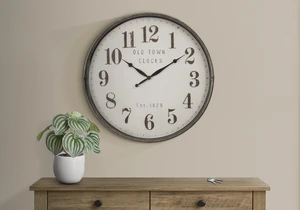 Clocks, 30" Round, Large Oversized, Wall Clock, Brown, Transitional Clocks, 30" Round, Large Oversized, Wall Clock, Brown, Transitional